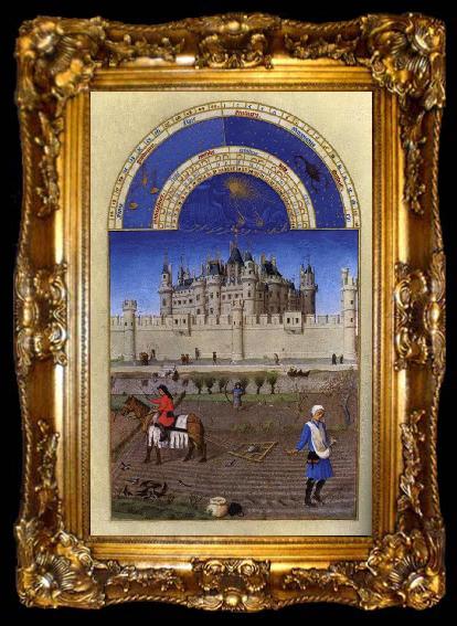 framed  LIMBOURG brothers Les trs riches heures du Duc de Berry: Octobre (October), ta009-2